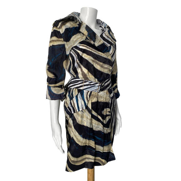 Roberto Cavalli Belted Trench Rain Coat Animal Print Size IT-38 US-2/4 Small - Picture 5 of 14